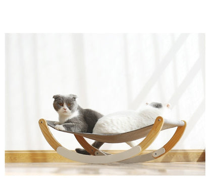 Solid Wood Cat Hammock – Dual-Purpose Rocking Bed & Lounger
