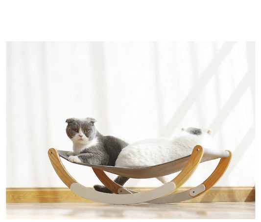 Solid Wood Cat Hammock – Dual-Purpose Rocking Bed & Lounger