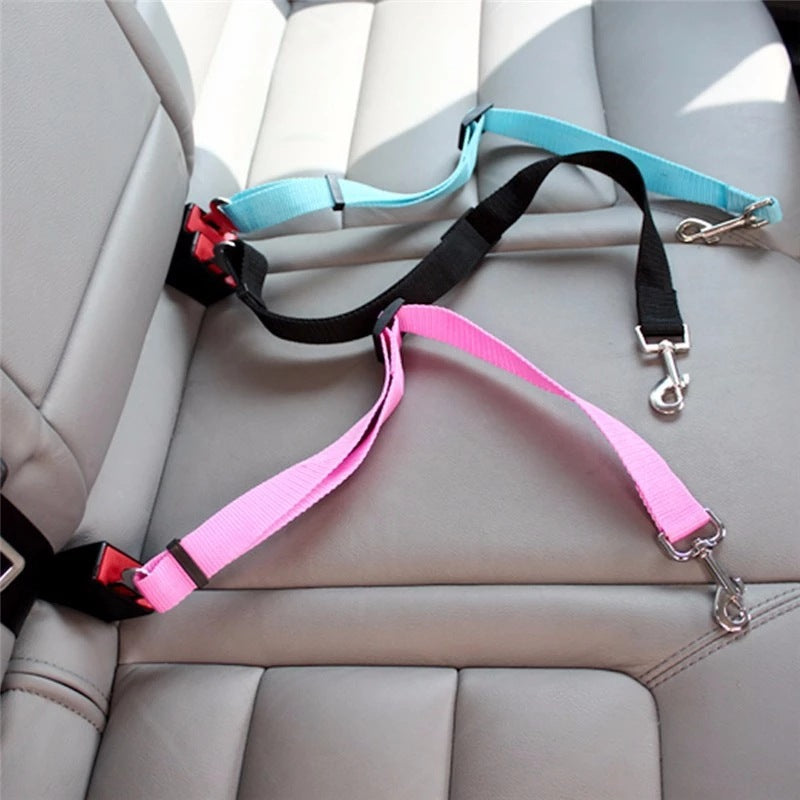 Adjustable Pet Car Seat Belt for Dogs & Cats – Vehicle Safety Harness Lead Clip