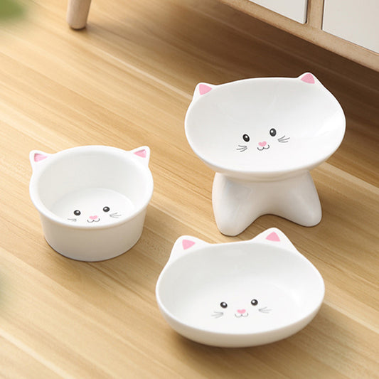 Ceramic Cat Face Pet Bowl – Universal for Cats and Small Dogs
