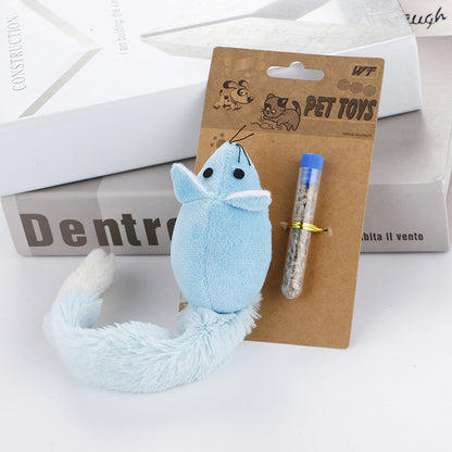 Interactive Catnip Mouse Toy with Long Plush Tail – Fun Self-Play for Cats