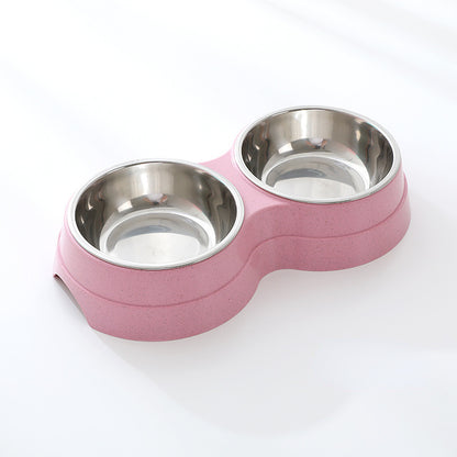 Double Pet Bowls Stainless Steel Dog & Cat Feeder – Food and Water Dish for Puppies, Small Dogs, and Cats