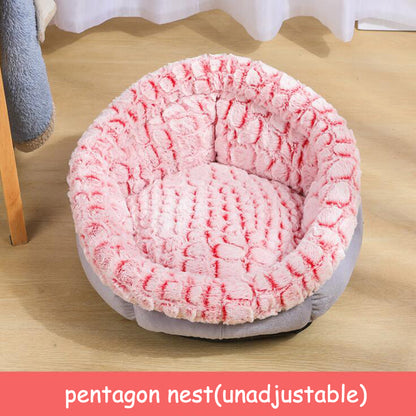 Soft Plush Non-Slip Pet Bed – Cozy Round Cat & Dog Nest Cushion with Anti-Skid Bottom