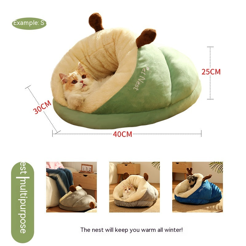 Winter Warm Pet Bed Slippers Nest for Cats & Small Dogs – Cozy Plush House