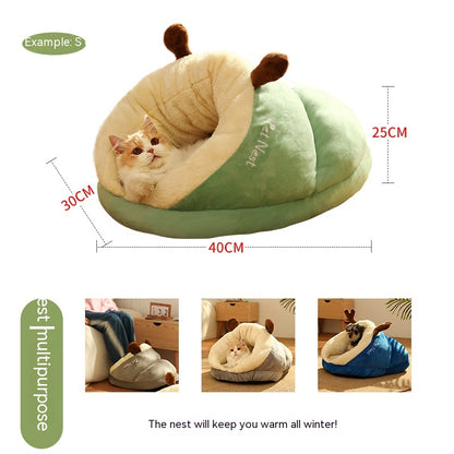Winter Warm Pet Bed Slippers Nest for Cats & Small Dogs – Cozy Plush House