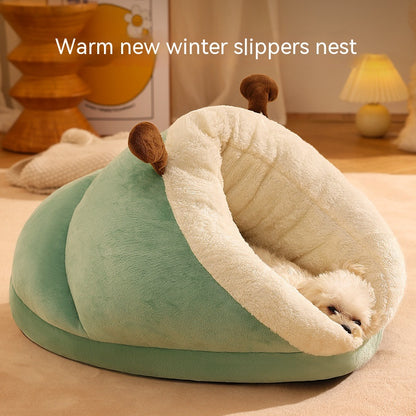 Winter Warm Pet Bed Slippers Nest for Cats & Small Dogs – Cozy Plush House