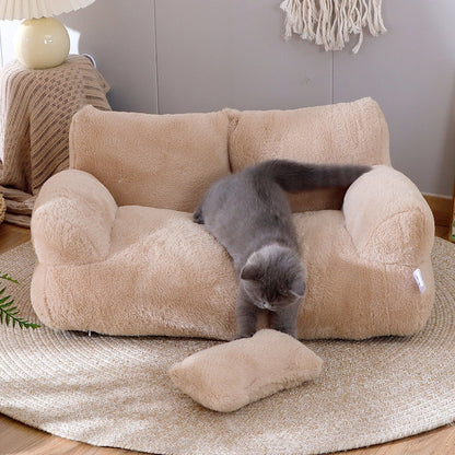 Luxury Plush Cat Bed Sofa – Winter Warm Pet Nest for Cats & Small Dogs, Soft Comfortable Puppy Bed