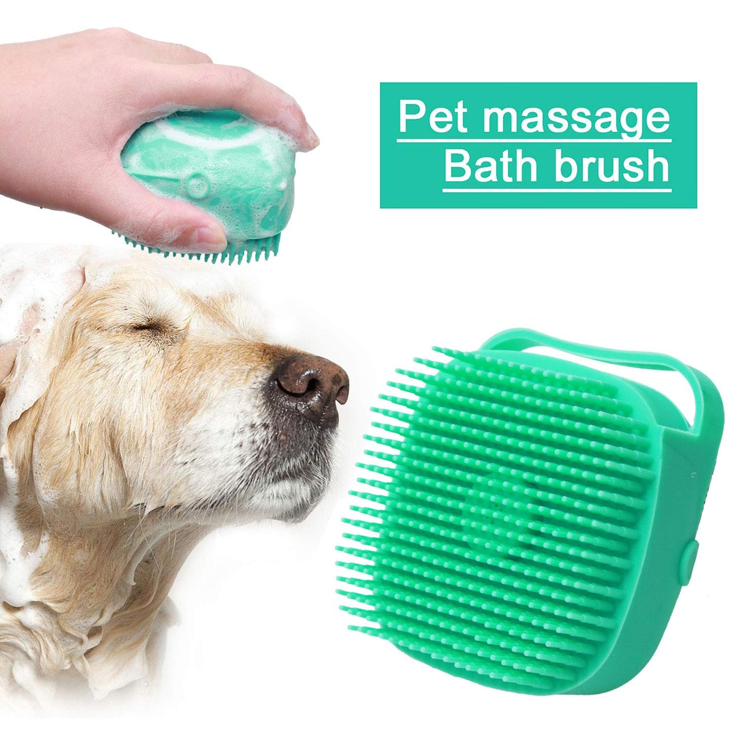 Pet Silicone Shampoo Massage Brush – Dog & Cat Bathing Grooming Scrubber