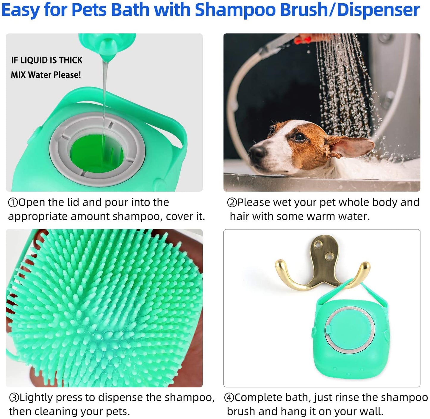 Pet Silicone Shampoo Massage Brush – Dog & Cat Bathing Grooming Scrubber