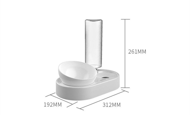 Automatic Double Bowl Pet Feeder with Water Dispenser for Dogs & Cats – Adjustable Tilt, 600ML Bottle