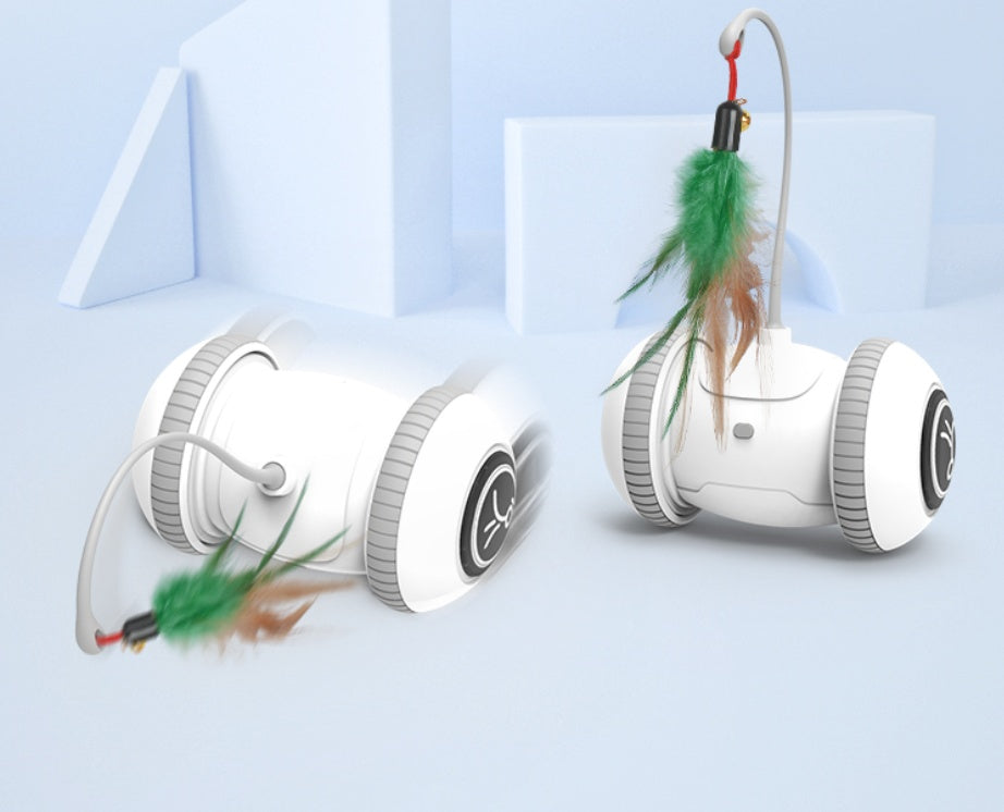 Interactive Automatic Cat Toy with Interchangeable Feather & Plush Heads – Smart Robotic Pet Teaser for Indoor Cats