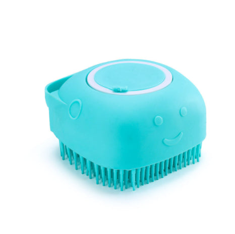 Silicone Dog Bath Brush with Shampoo Dispenser – Pet Grooming Massage Brush for Dogs & Cats, Soft Bath Scrubber Cleaning Tool