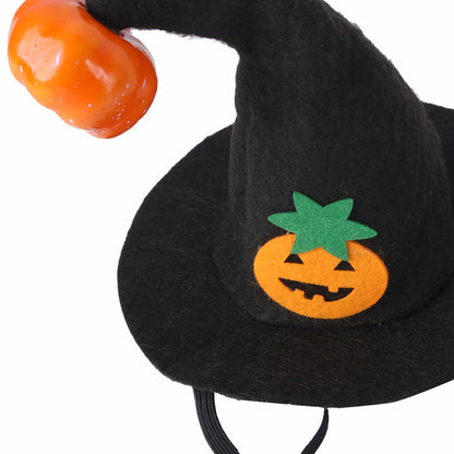 Halloween Cat Pumpkin Hat – Funny Pet Headgear Costume for Cats & Small Dogs, Adjustable Velvet Headwear