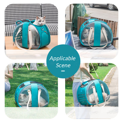 Transparent Pet Backpack Carrier – Breathable Dog & Cat Travel Bag with Ventilation, Portable Puppy & Kitten Cage (39×27×30cm)