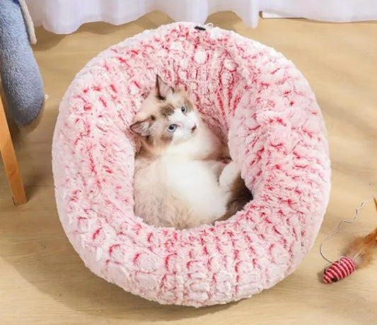 Soft Plush Non-Slip Pet Bed – Cozy Round Cat & Dog Nest Cushion with Anti-Skid Bottom