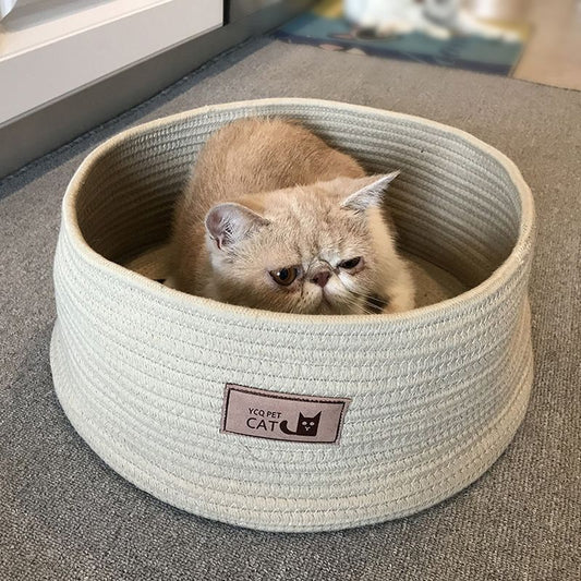 Handmade Cotton Rope Cat Litter Box – Soft, Washable & Pet Hair Resistant