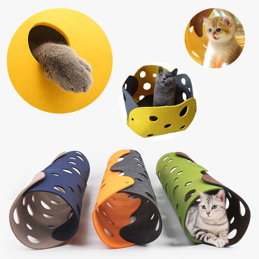 Felt Cat Tunnel Toy – Collapsible Deformable Tunnel & Mat