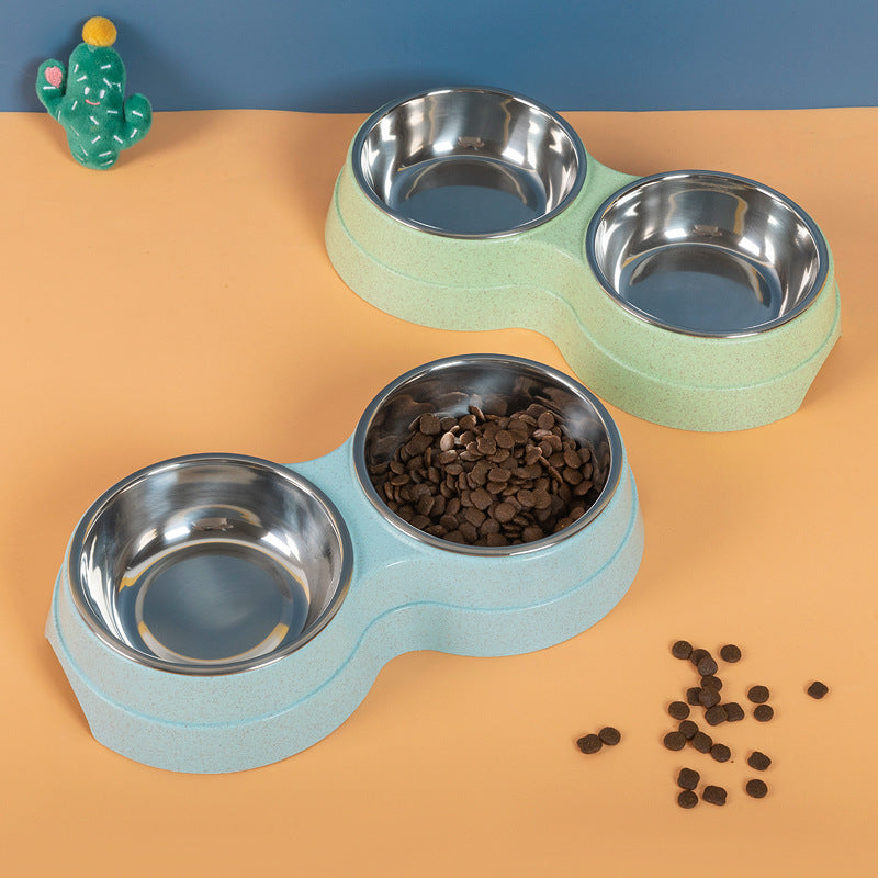 Double Pet Bowls Stainless Steel Dog & Cat Feeder – Food and Water Dish for Puppies, Small Dogs, and Cats