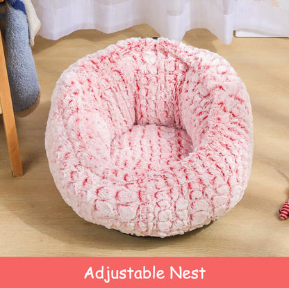 Soft Plush Non-Slip Pet Bed – Cozy Round Cat & Dog Nest Cushion with Anti-Skid Bottom