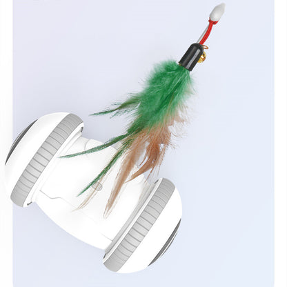 Interactive Automatic Cat Toy with Interchangeable Feather & Plush Heads – Smart Robotic Pet Teaser for Indoor Cats