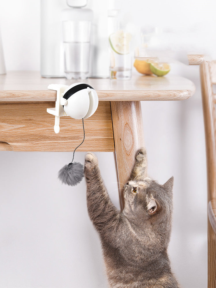 Smart Interactive Cat Toy – Automatic Lifting Teaser Ball with Rabbit Hair