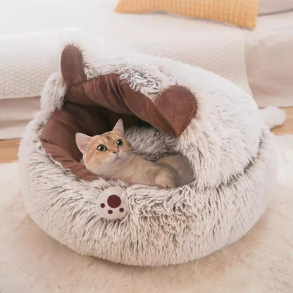 Winter Plush Cat Bed Round Donut Pet Cushion – Warm Cat House & Soft Dog Kennel for Small Pets