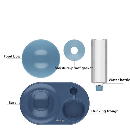 Automatic Double Bowl Pet Feeder with Water Dispenser for Dogs & Cats – Adjustable Tilt, 600ML Bottle