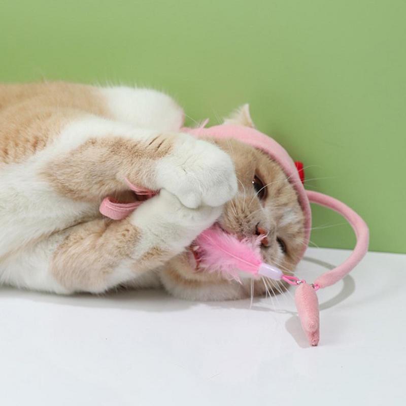 Head-Mounted Feather Cat Toy Stick – Interactive Funny Teaser for Cats