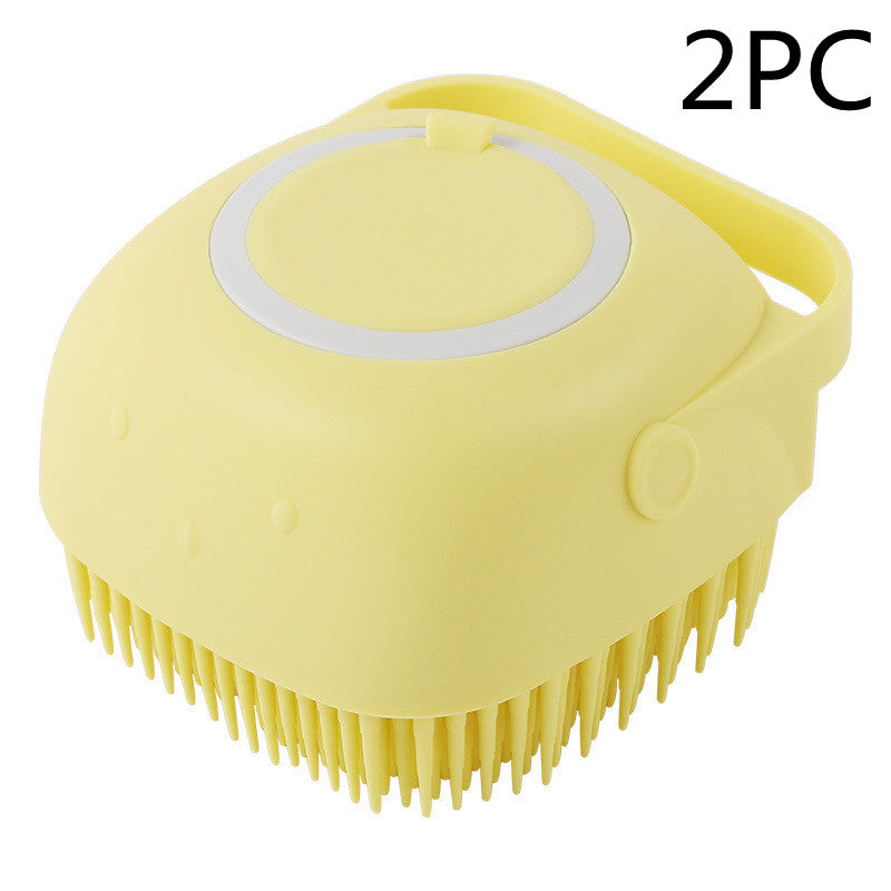Silicone Dog Bath Brush with Shampoo Dispenser – Pet Grooming Massage Brush for Dogs & Cats, Soft Bath Scrubber Cleaning Tool