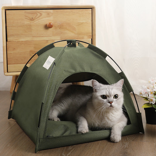Cooling Cat & Dog Tent Bed – Portable Pet House with Cushion for Indoor & Travel