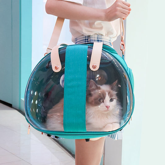 Transparent Pet Backpack Carrier – Breathable Dog & Cat Travel Bag with Ventilation, Portable Puppy & Kitten Cage (39×27×30cm)
