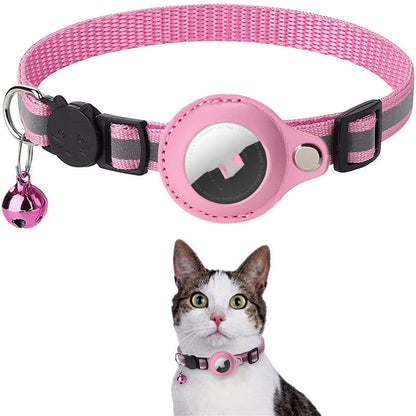 Reflective Nylon Collar with Airtag Holder – Waterproof Pet Tracker Case for Dogs & Cats, Adjustable Puppy & Kitten Collar