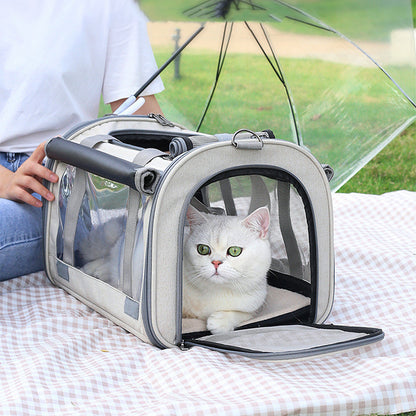 Outdoor Portable Pet Carrier Bag – Transparent Breathable Foldable Travel Backpack for Small Pets