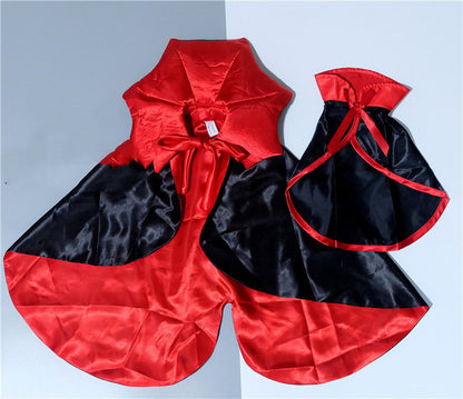 Halloween Pet Costume Vampire King Cape for Dogs and Cats | Adjustable Black Cloak with Lace Collar | Pet Halloween Outfit for Small Pets