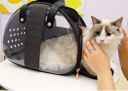 Transparent Pet Backpack Carrier – Breathable Dog & Cat Travel Bag with Ventilation, Portable Puppy & Kitten Cage (39×27×30cm)