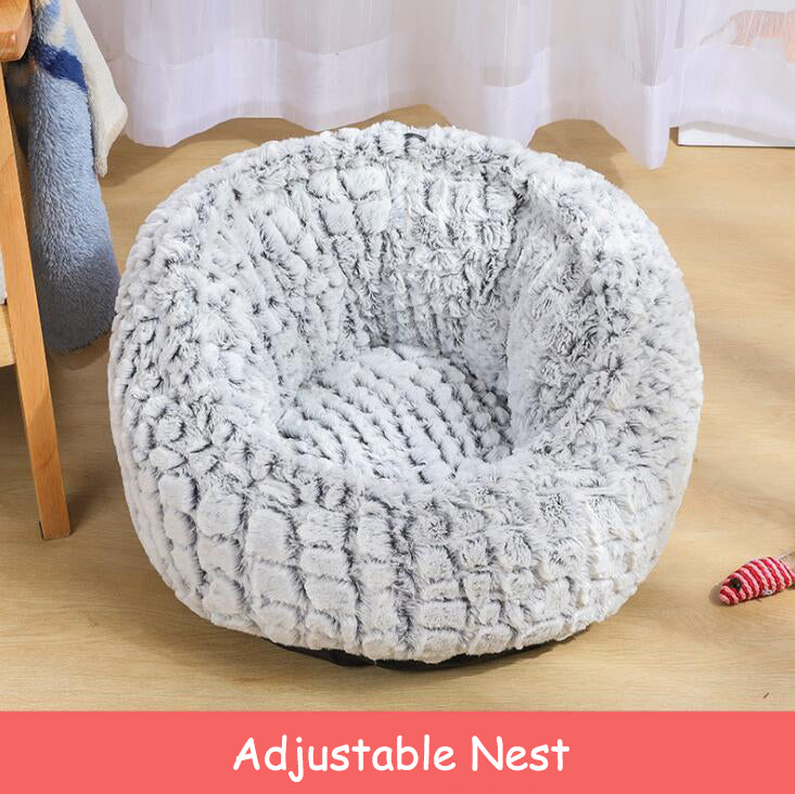 Soft Plush Non-Slip Pet Bed – Cozy Round Cat & Dog Nest Cushion with Anti-Skid Bottom