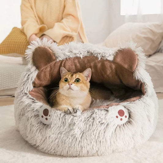 Winter Plush Cat Bed Round Donut Pet Cushion – Warm Cat House & Soft Dog Kennel for Small Pets