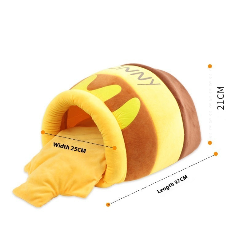 Honey Pot Cat Bed Warm Pet House – Cozy Plush Cat Nest for Kittens & Small Pets