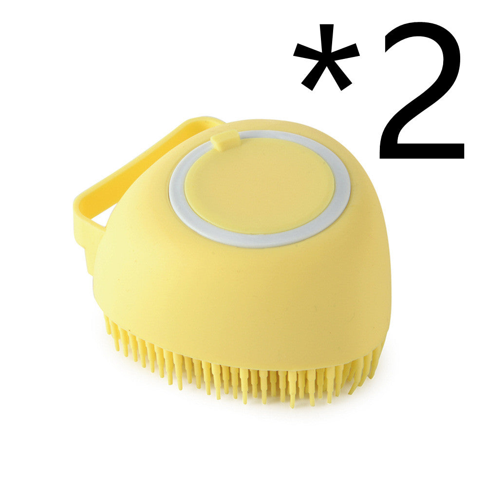 Silicone Dog Bath Brush with Shampoo Dispenser – Pet Grooming Massage Brush for Dogs & Cats, Soft Bath Scrubber Cleaning Tool
