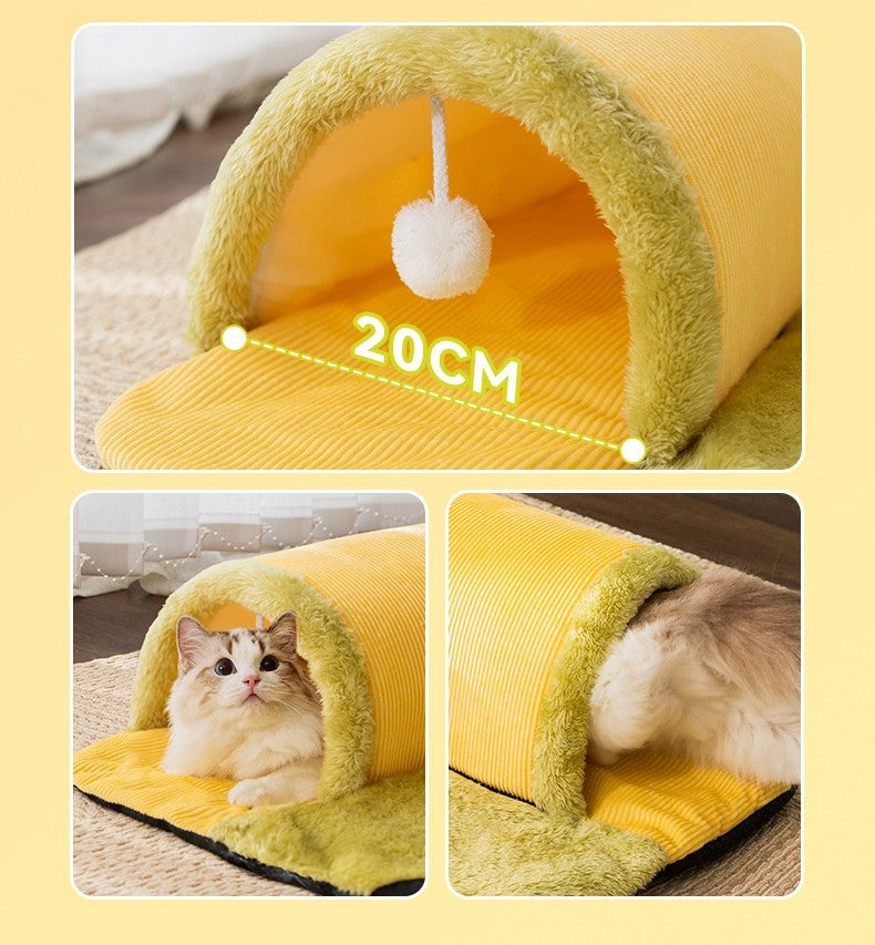 Warm Thickened Cat Nest Bed – Arctic Velvet & Sponge, Detachable & Washable, Multi-Size Pet House for Cats