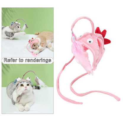 Head-Mounted Feather Cat Toy Stick – Interactive Funny Teaser for Cats