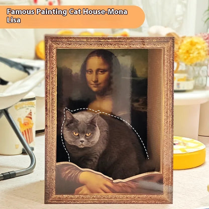 Mona Lisa Cat Nest Scratch Board – Decorative Cardboard Cat Bed & Scratcher