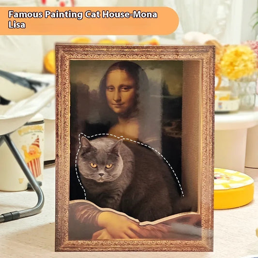 Mona Lisa Cat Nest Scratch Board – Decorative Cardboard Cat Bed & Scratcher