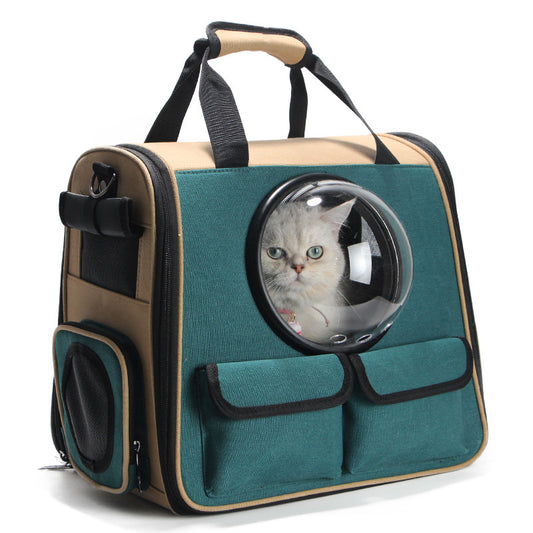 Pet Space Backpack Carrier – Breathable Travel Bag for Dogs & Cats, Large Capacity Oxford Fabric Cage (40×28×36cm)
