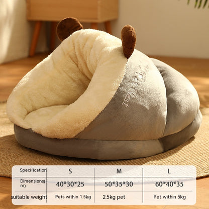 Winter Warm Pet Bed Slippers Nest for Cats & Small Dogs – Cozy Plush House