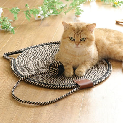 Braided Cotton Rope Cat Scratching Mat with Toy Ball – Washable, Durable & Multi-Use