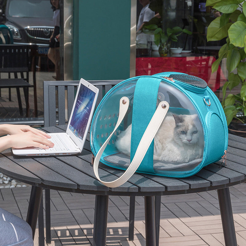Transparent Pet Backpack Carrier – Breathable Dog & Cat Travel Bag with Ventilation, Portable Puppy & Kitten Cage (39×27×30cm)