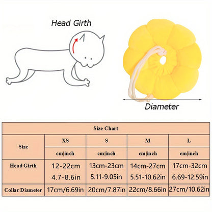 Cute Sunflower Pet Recovery Collar – Soft Cotton Adjustable E-Collar for Cats & Small Dogs, Post-Surgery Wound Healing Cone