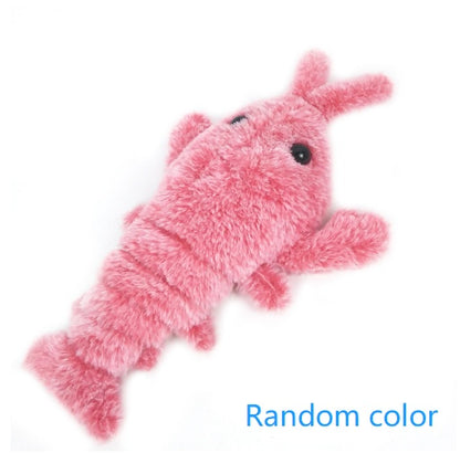 Electric Jumping Shrimp Cat Toy – USB Rechargeable Plush Simulation Lobster with Flopping Tail for Interactive Pet Play