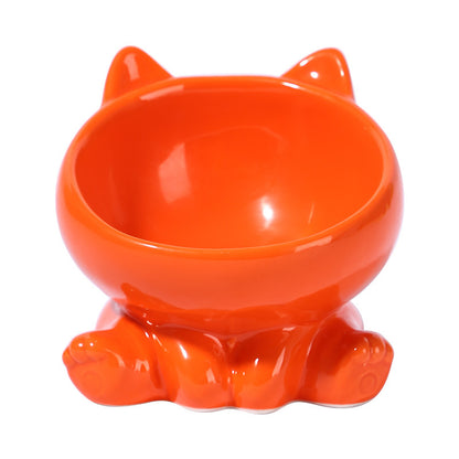 Elevated Ceramic Pet Bowl for Cats and Small Dogs – Anti-Vomit Tilted Design, Non-Slip Base